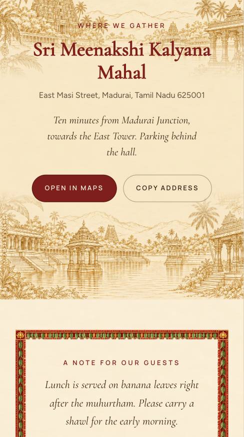 Meenakshi Kalyanam: Venue & map