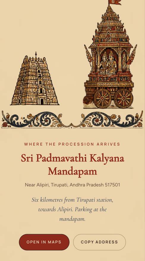 Tirumala Brahmotsavam: Venue & map