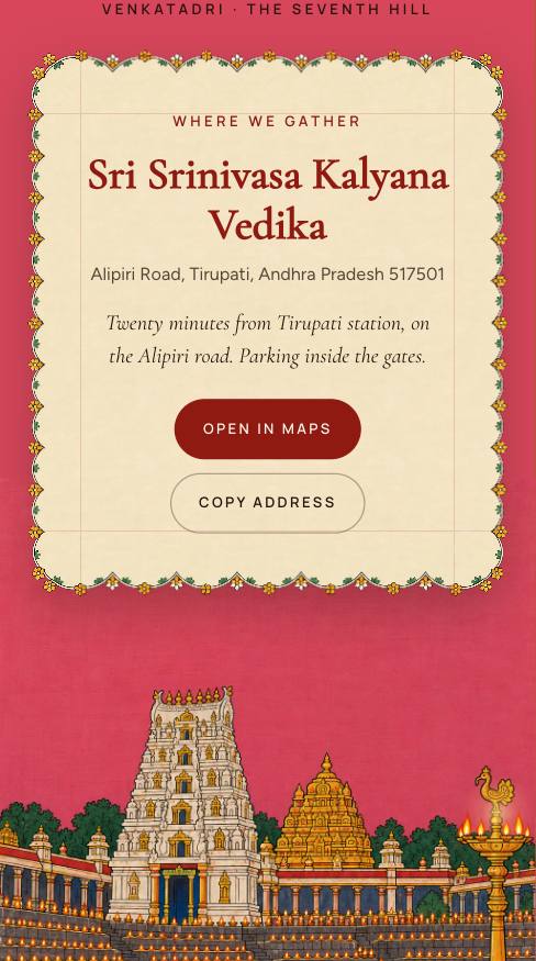 Tirumala Divine: Venue & map